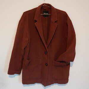 Madewell Quilted Blazer Jacket in Rust - Size Large
